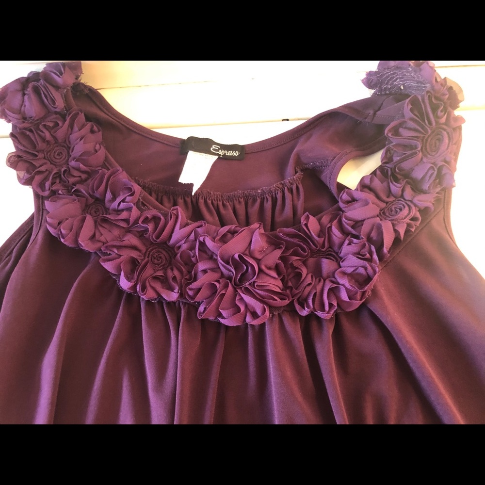 Plum A-line flower adorned dress L by Espresso